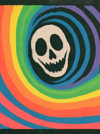 Rainbow Skull Psychedelic Poster. poster