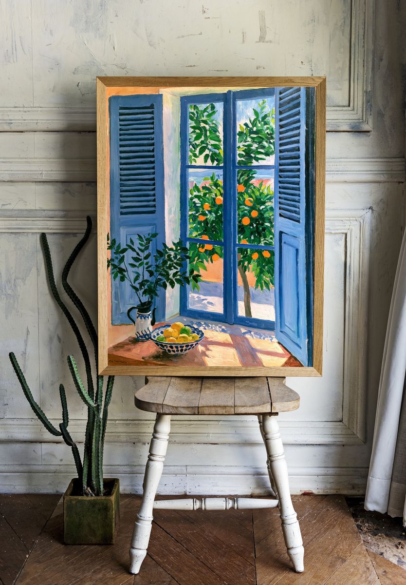 Mediterranean Window with Oranges Print. — room view 1