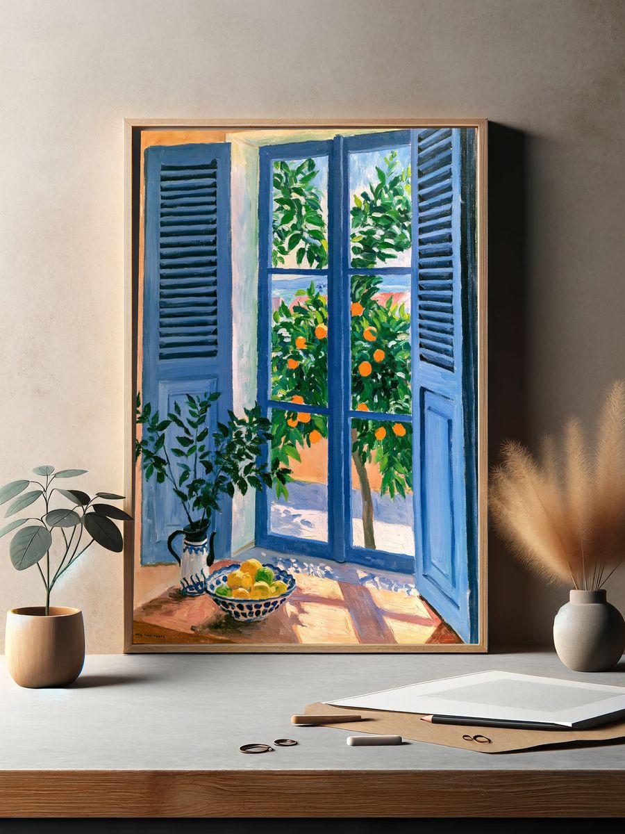 Mediterranean Window with Oranges Print. — room view 2
