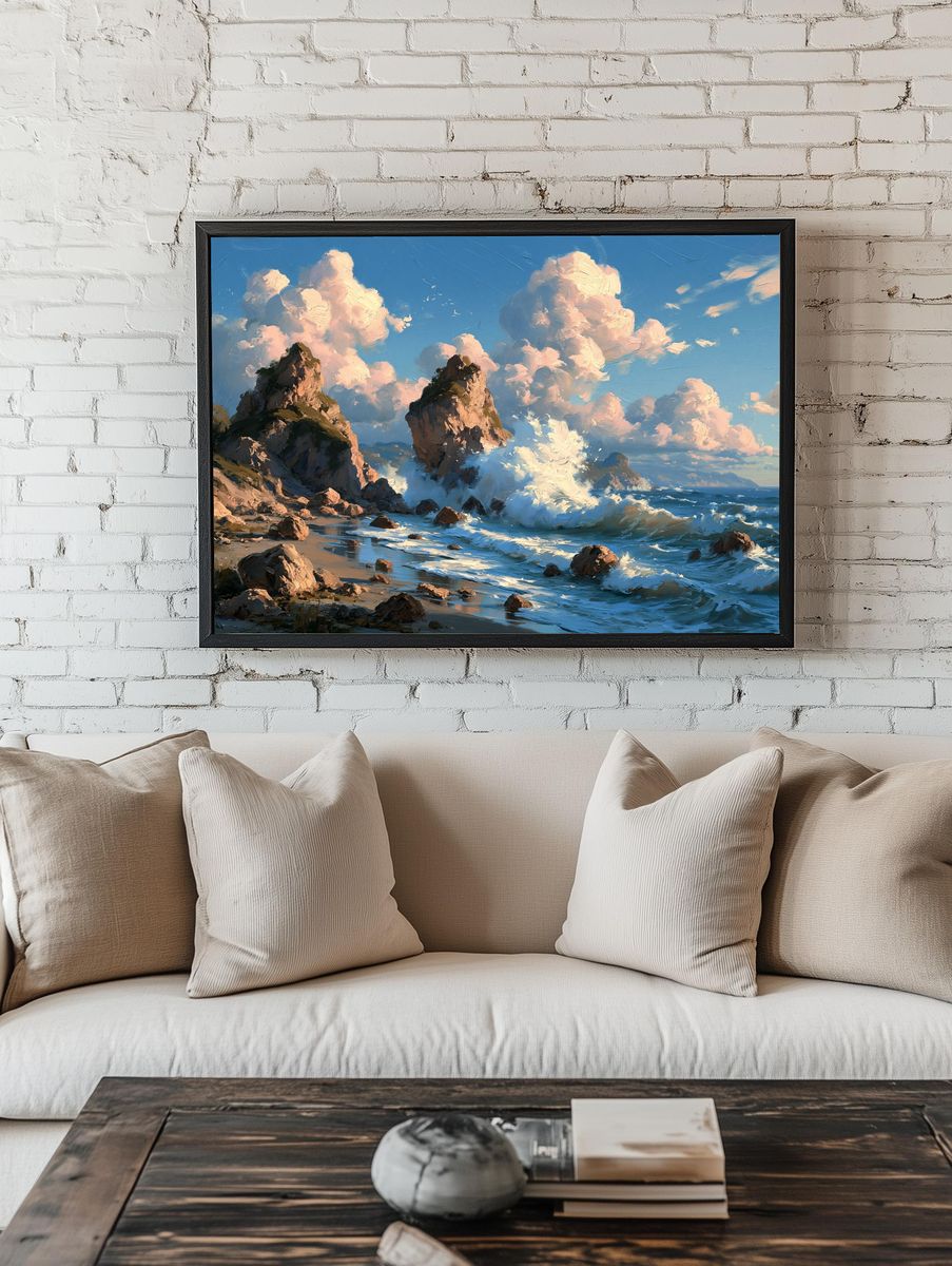 Rocky Seascape — Fine-Art Print. — room view 1
