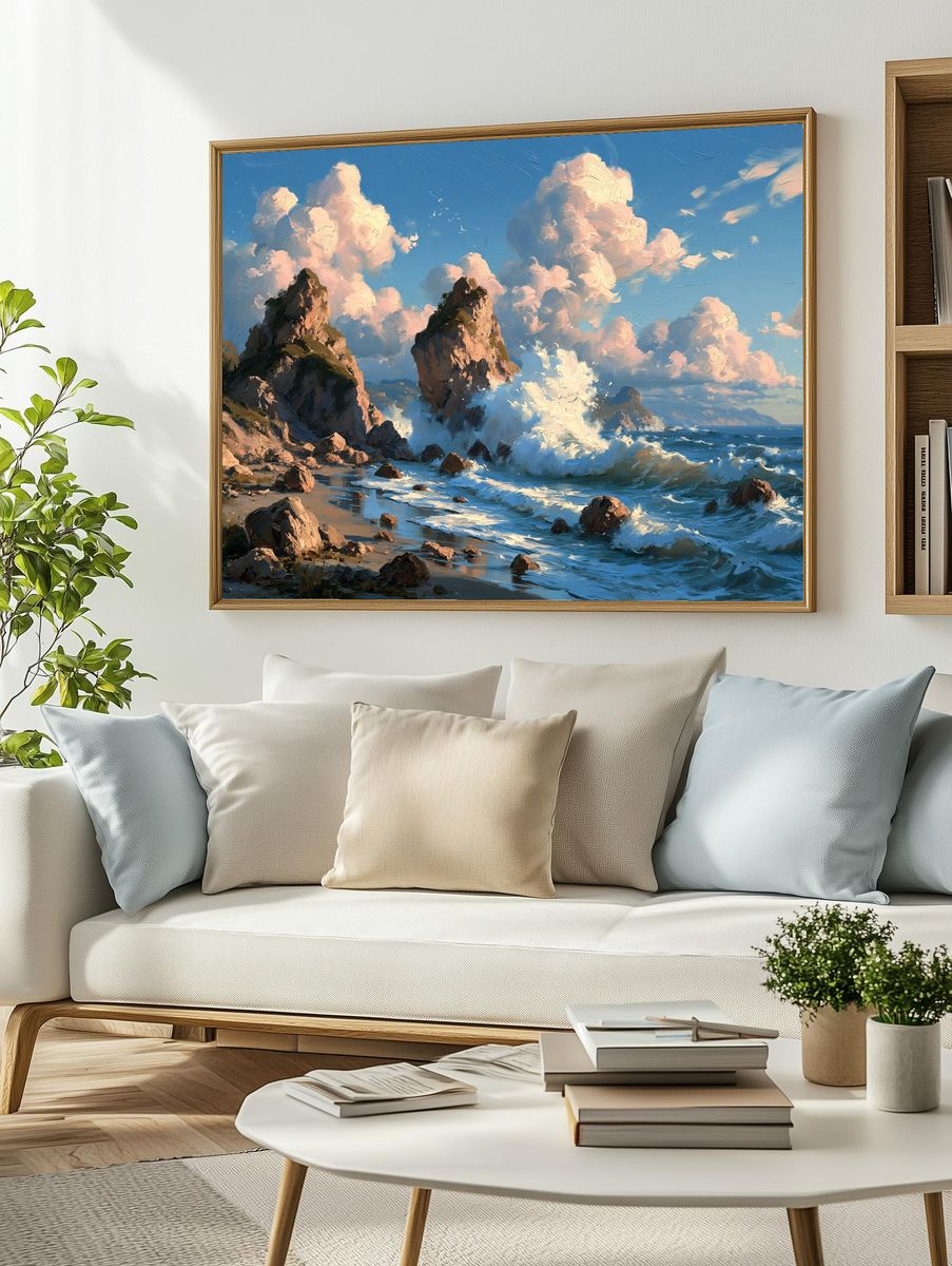 Rocky Seascape — Fine-Art Print. — room view 2