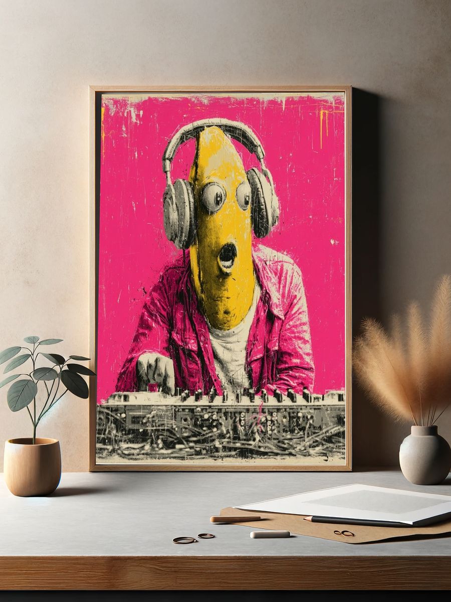 Banana DJ Pop Art Poster. — room view 2