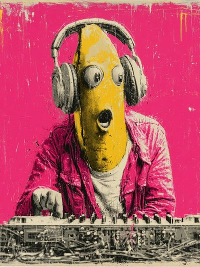 Banana DJ Pop Art Poster. poster