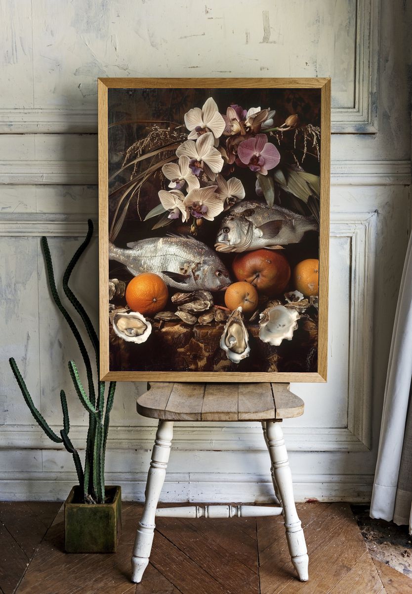 Still Life with Fish and Orchids Print. — room view 1