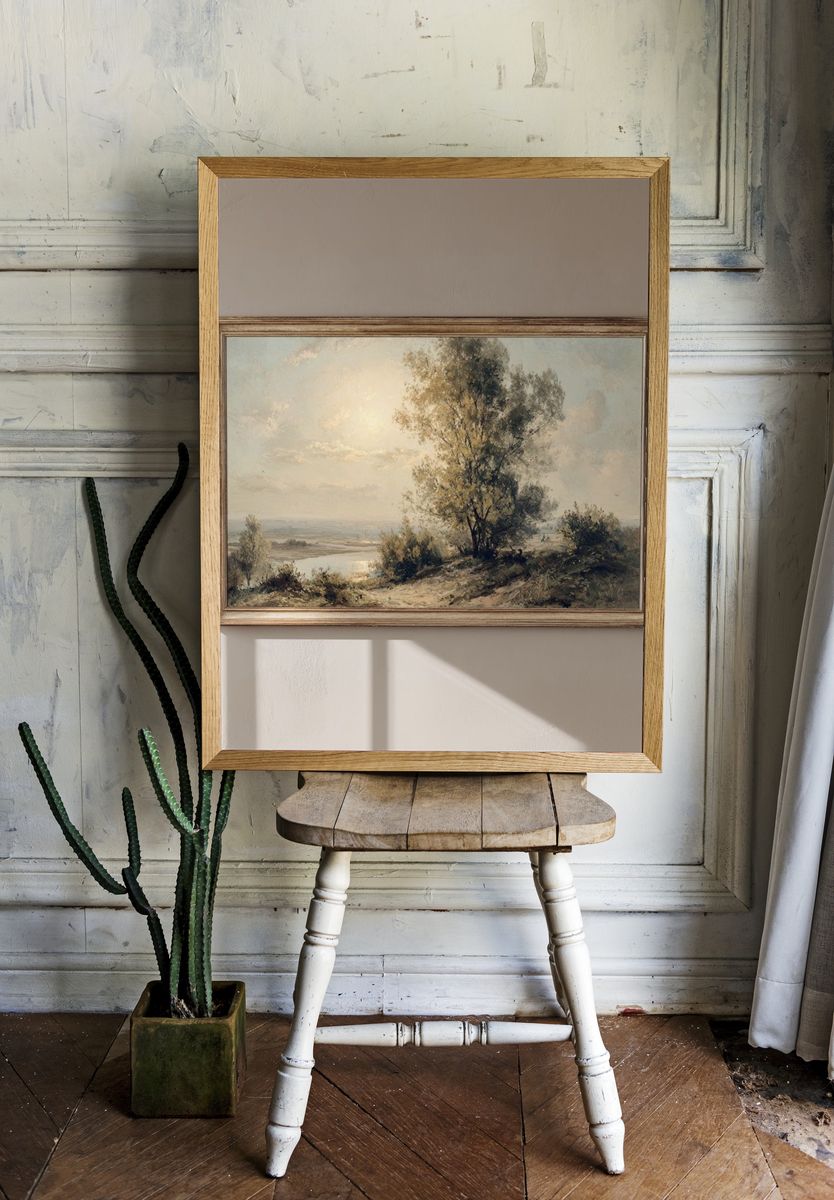 Sunlit River Landscape — Fine-Art Print. room preview