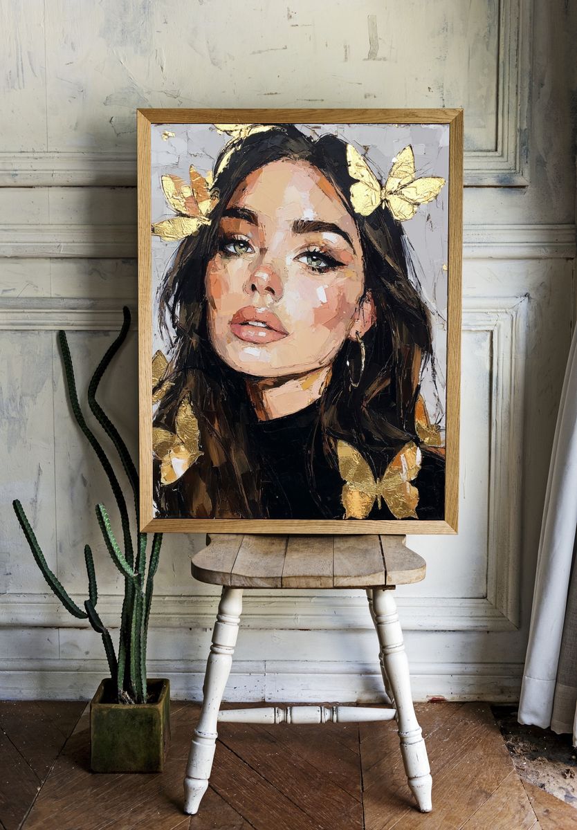 Portrait with Butterflies — Fine Art Print room preview