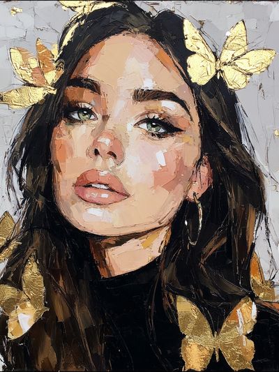 Portrait with Butterflies — Fine Art Print. poster