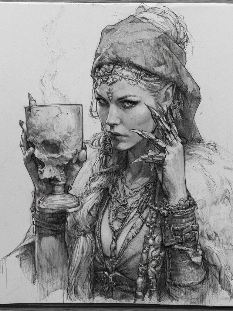 Mystic Skull Portrait Print. poster — fine-art art