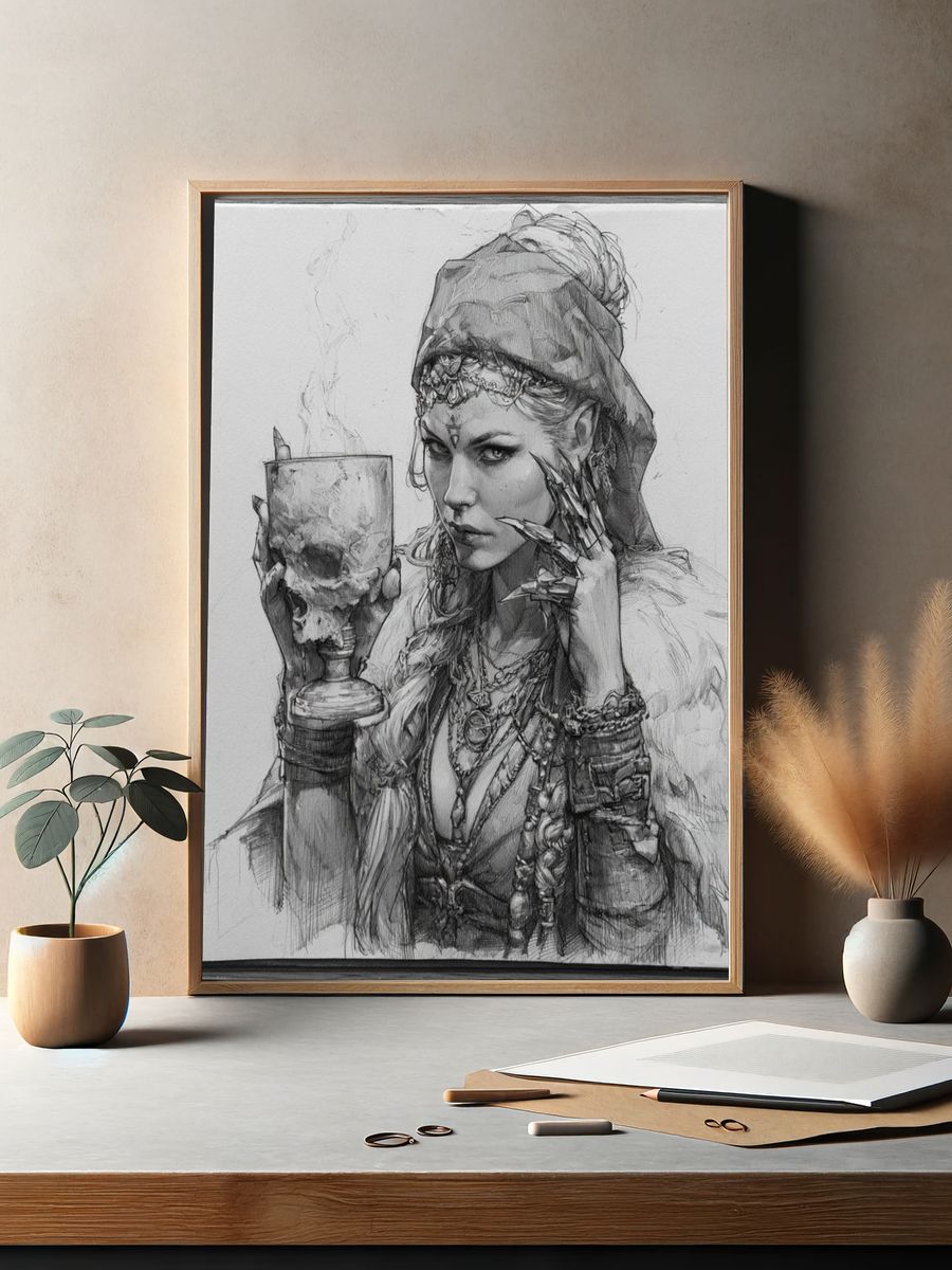 Mystic Skull Portrait Print. — room view 2