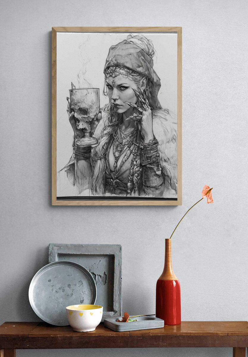 Mystic Skull Portrait Print. — room view 3