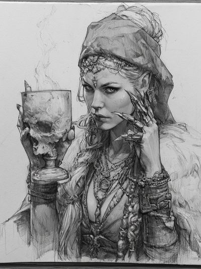 Mystic Skull Portrait Print. poster