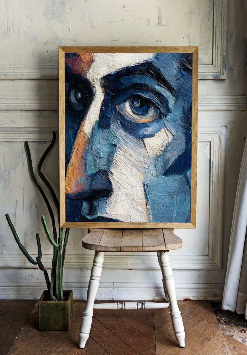 Blue Portrait Fine-Art Poster. — room view 1