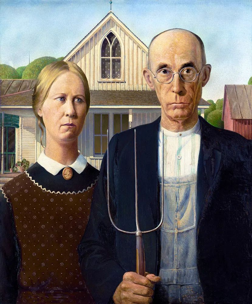 Grant Wood 's American Gothic. poster — fine-art art