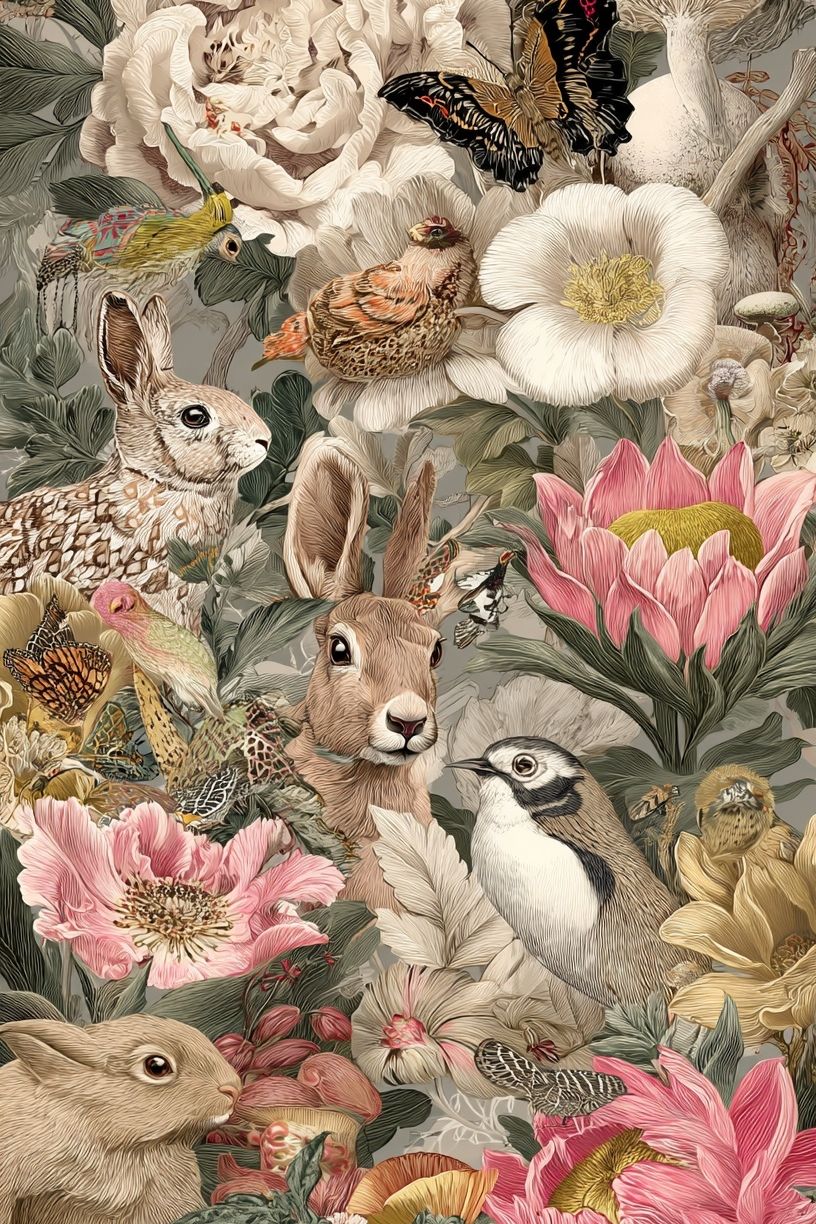 Floral and Animal Illustration Poster. poster — illustration art