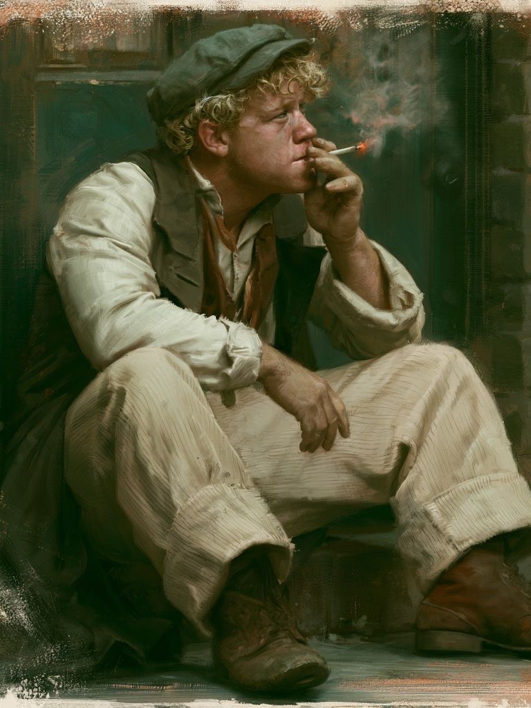 Smoker in Green Light — Fine-Art Print. poster — fine-art art