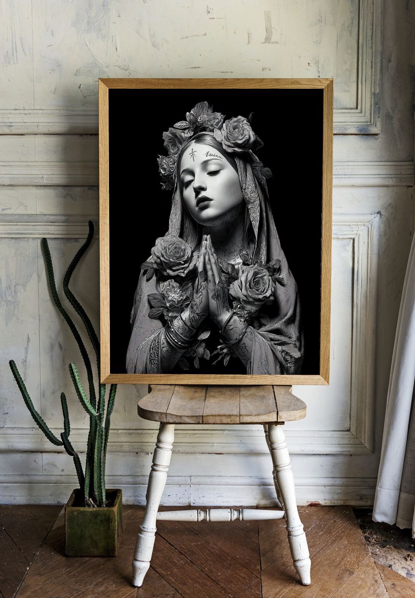 Floral Madonna Portrait Print room preview