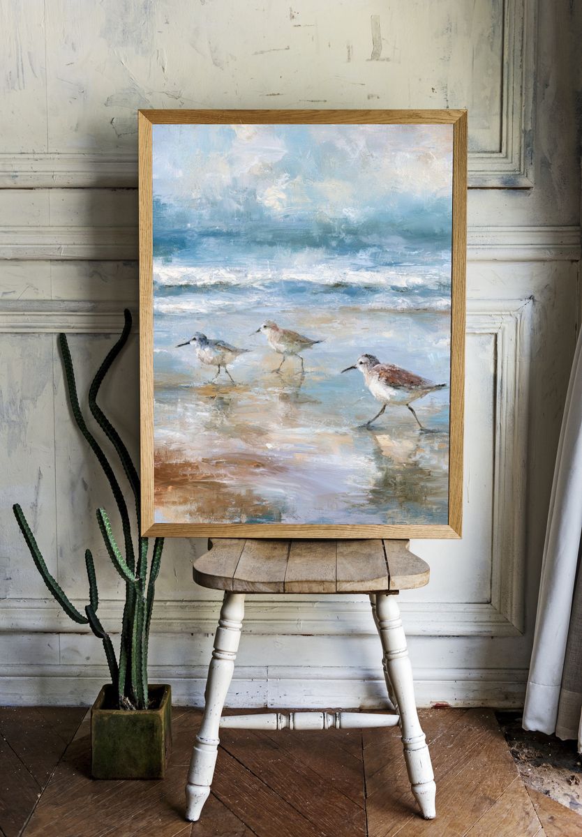 Shoreline Sandpipers — Fine-Art Print. — room view 1