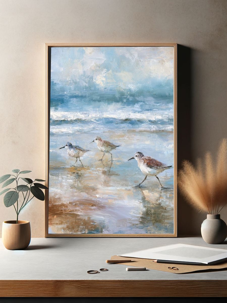 Shoreline Sandpipers — Fine-Art Print. — room view 2