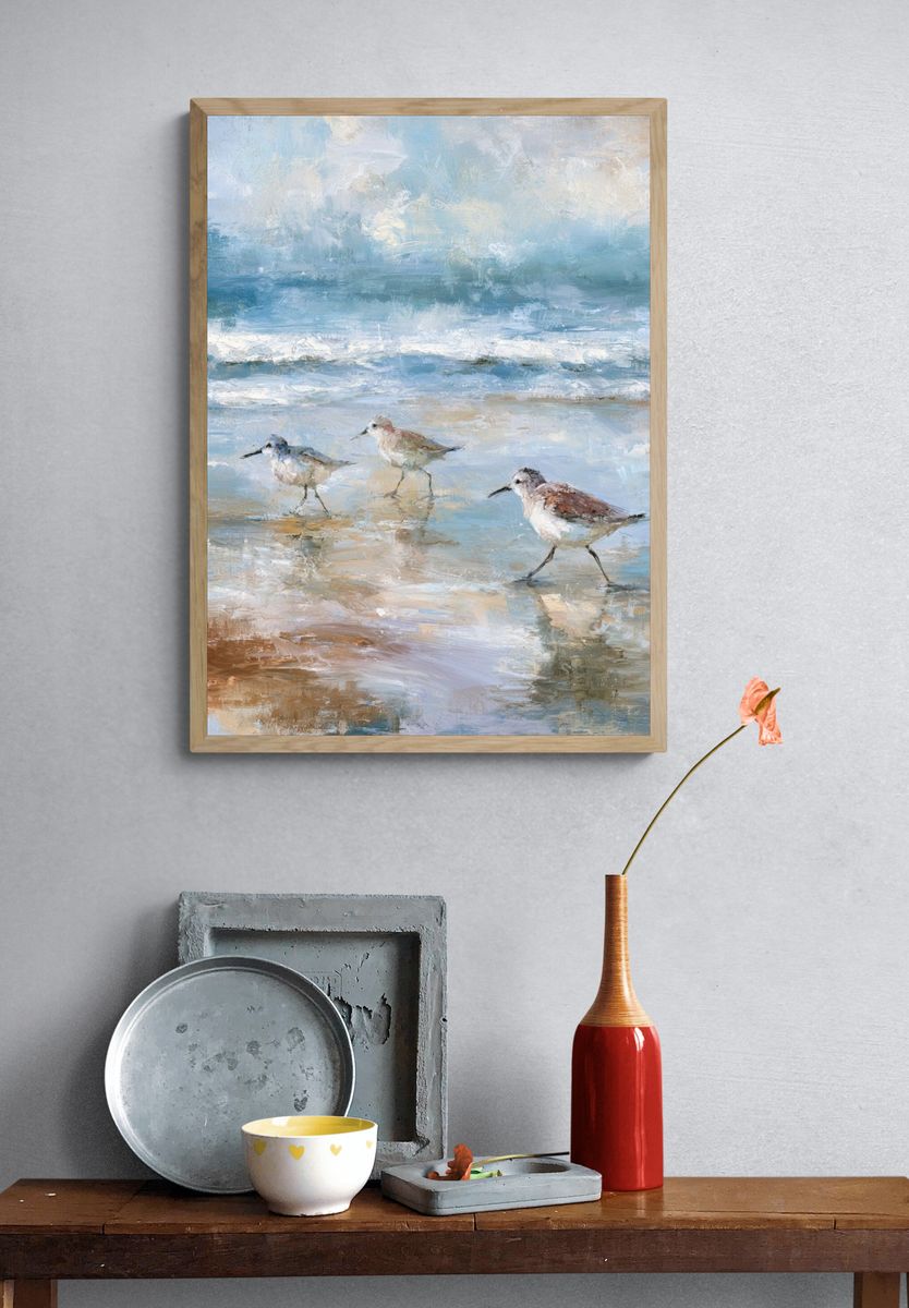 Shoreline Sandpipers — Fine-Art Print. — room view 3