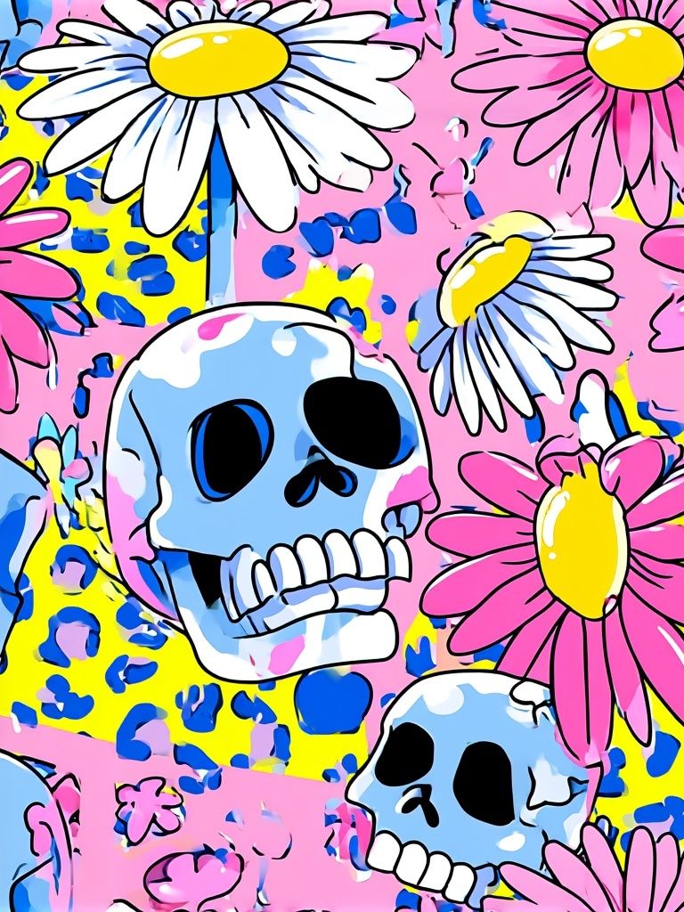 Skull Daisy Pop-Art Poster. poster detail