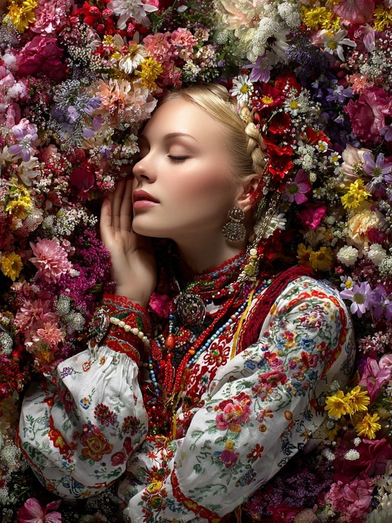 Floral Portrait Bohemian Print. poster detail