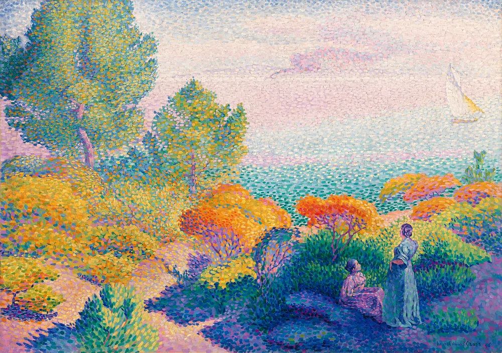 Two Women Shore, Mediterranean (1896). poster — fine-art art