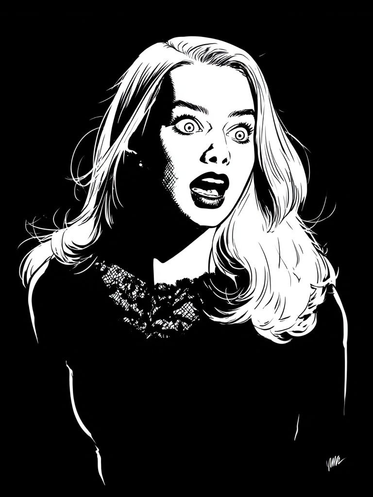 Surprised Woman Noir Poster. poster — fine-art art