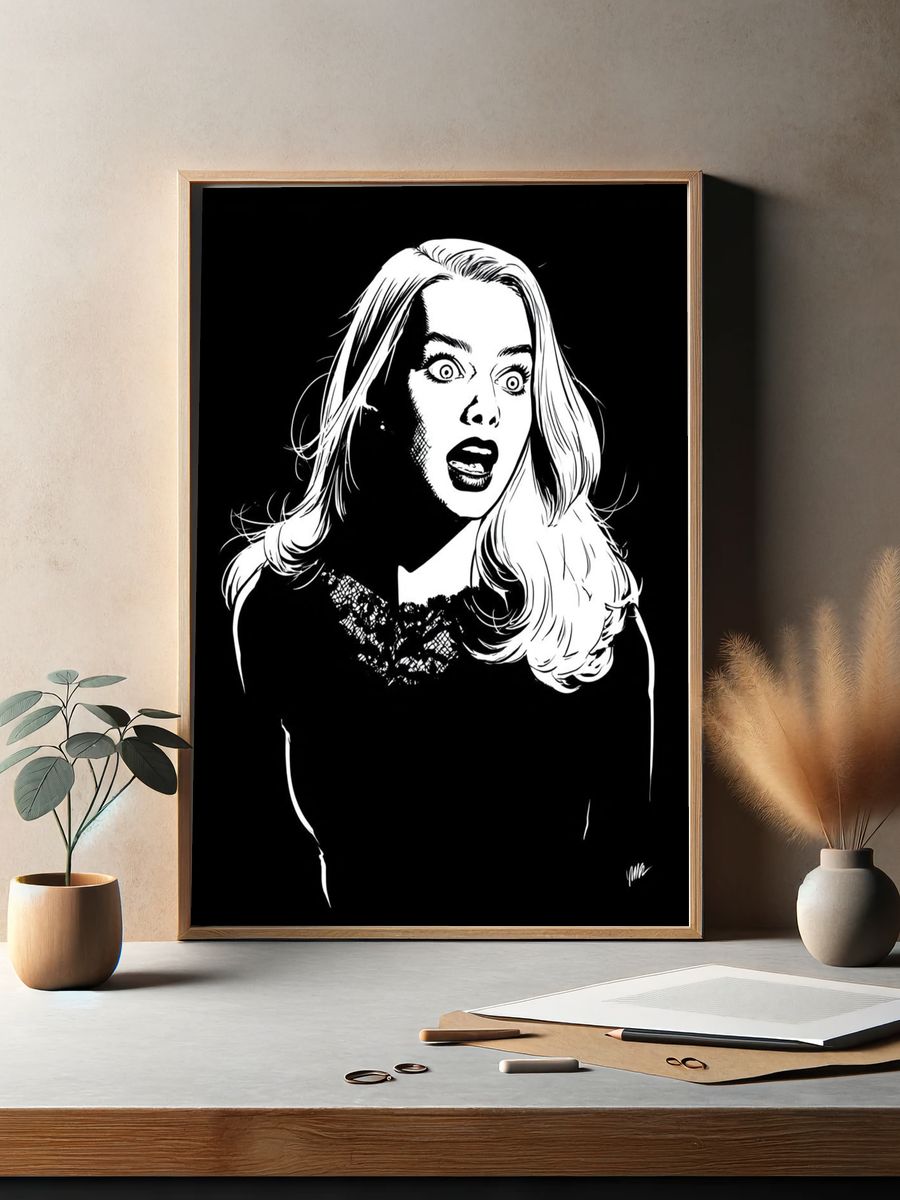 Surprised Woman Noir Poster. — room view 2