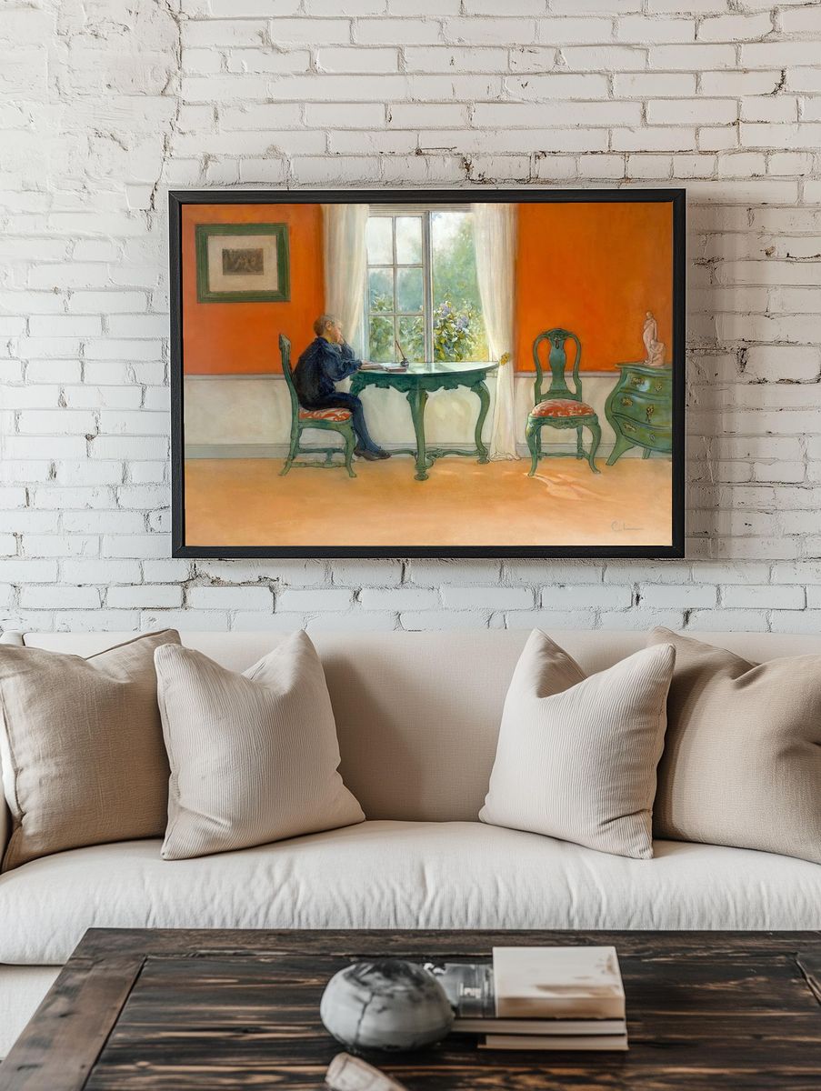 Contemplative Boy at Window — Fine Art Print. — room view 1