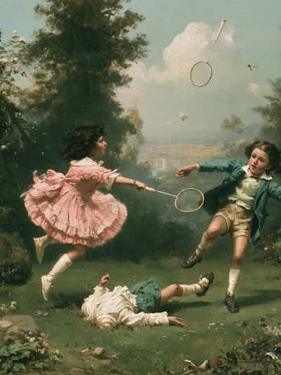 Children Playing in Garden Fine-Art Poster.