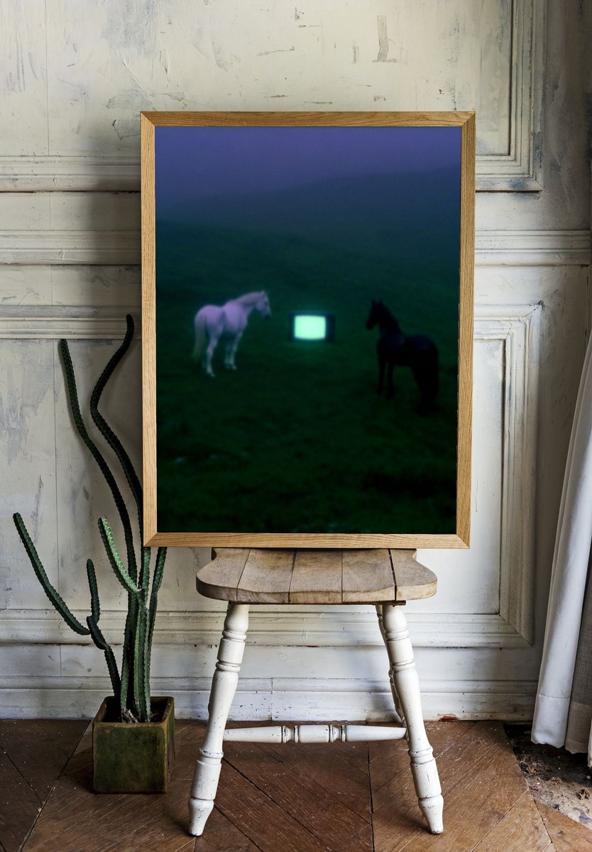 Surreal Horses and TV — Fine Art Print room preview