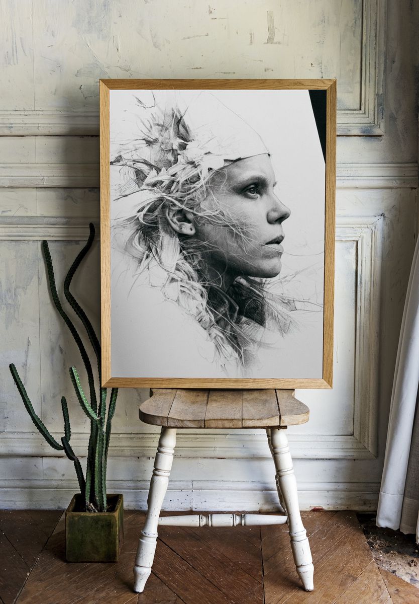 Abstract Portrait Sketch Poster. room preview