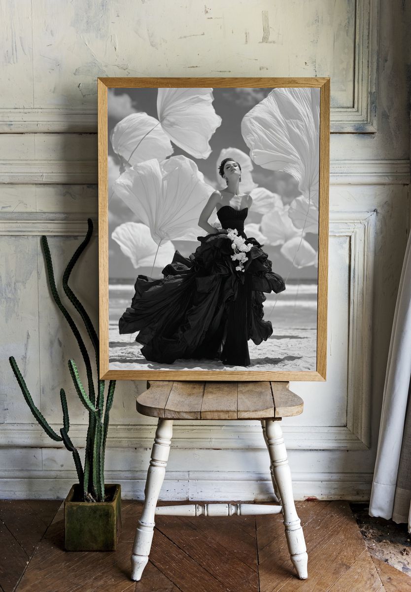 Fashion Portrait Black-White Poster. — room view 1