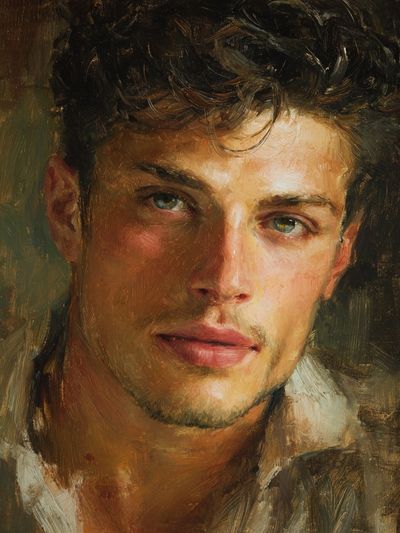 Young Man Portrait Oil Painting Poster. poster print