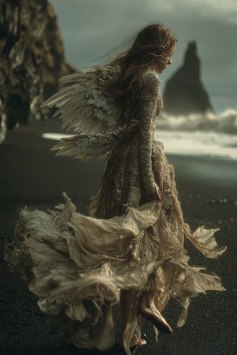 Angel in Flowing Dress — Fine Art Print. poster detail