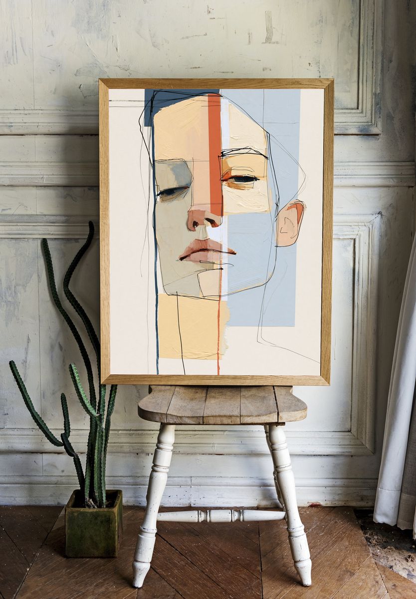 Abstract Face Portrait Print. — room view 1