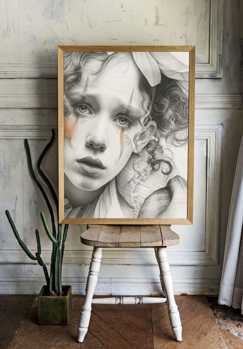 Curly Portrait Fine-Art Poster. room preview