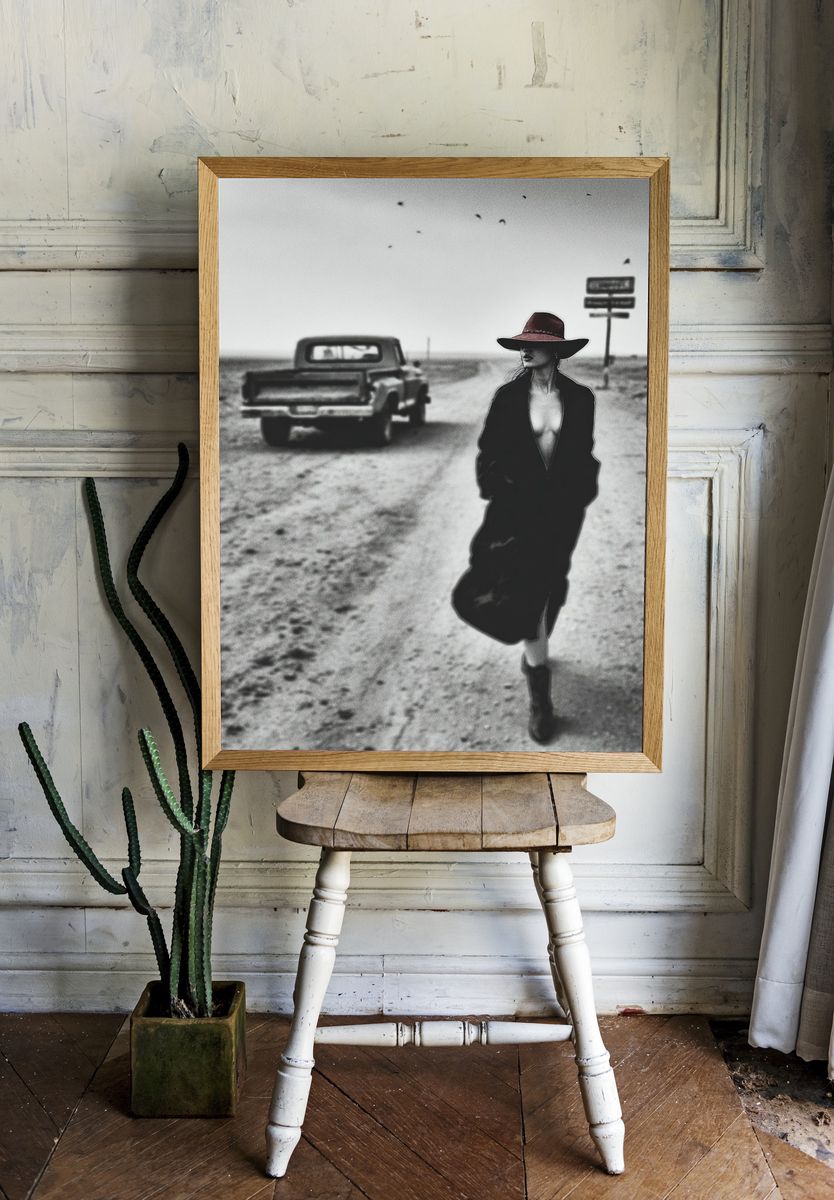 Mysterious Woman in Black — Fine Art Print room preview