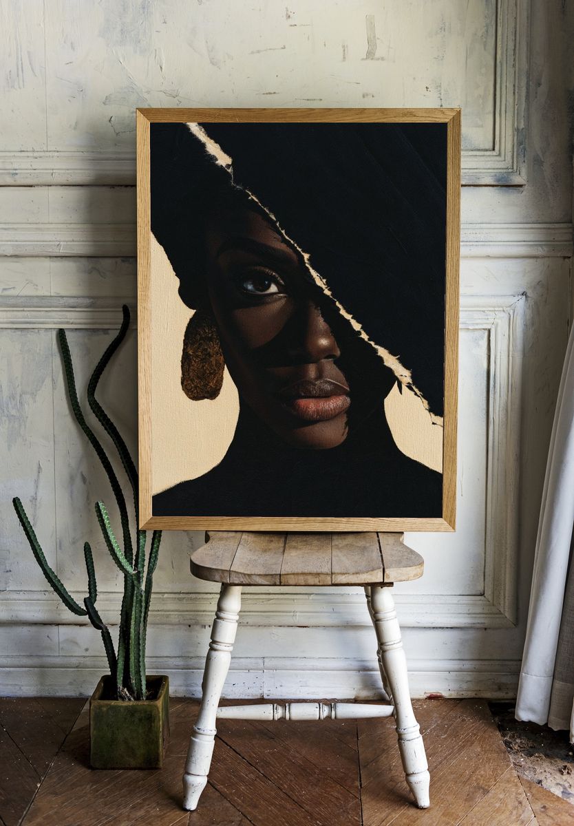 Abstract Portrait Silhouette Print. room preview