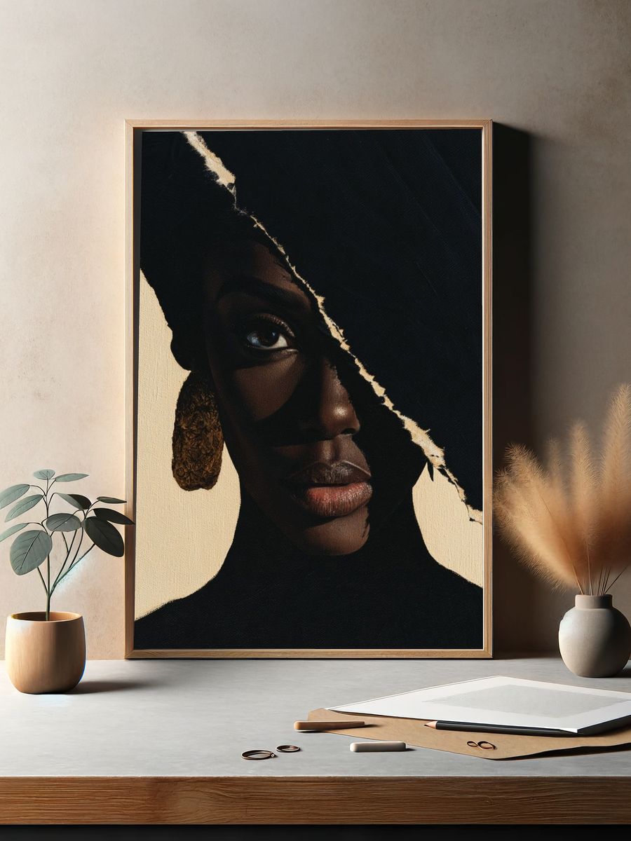 Abstract Portrait Silhouette Print. — room view 2