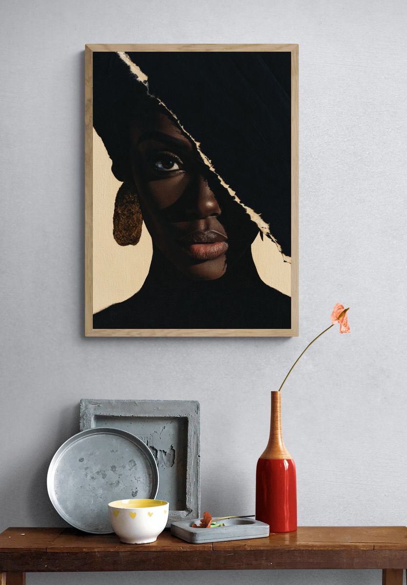 Abstract Portrait Silhouette Print. — room view 3