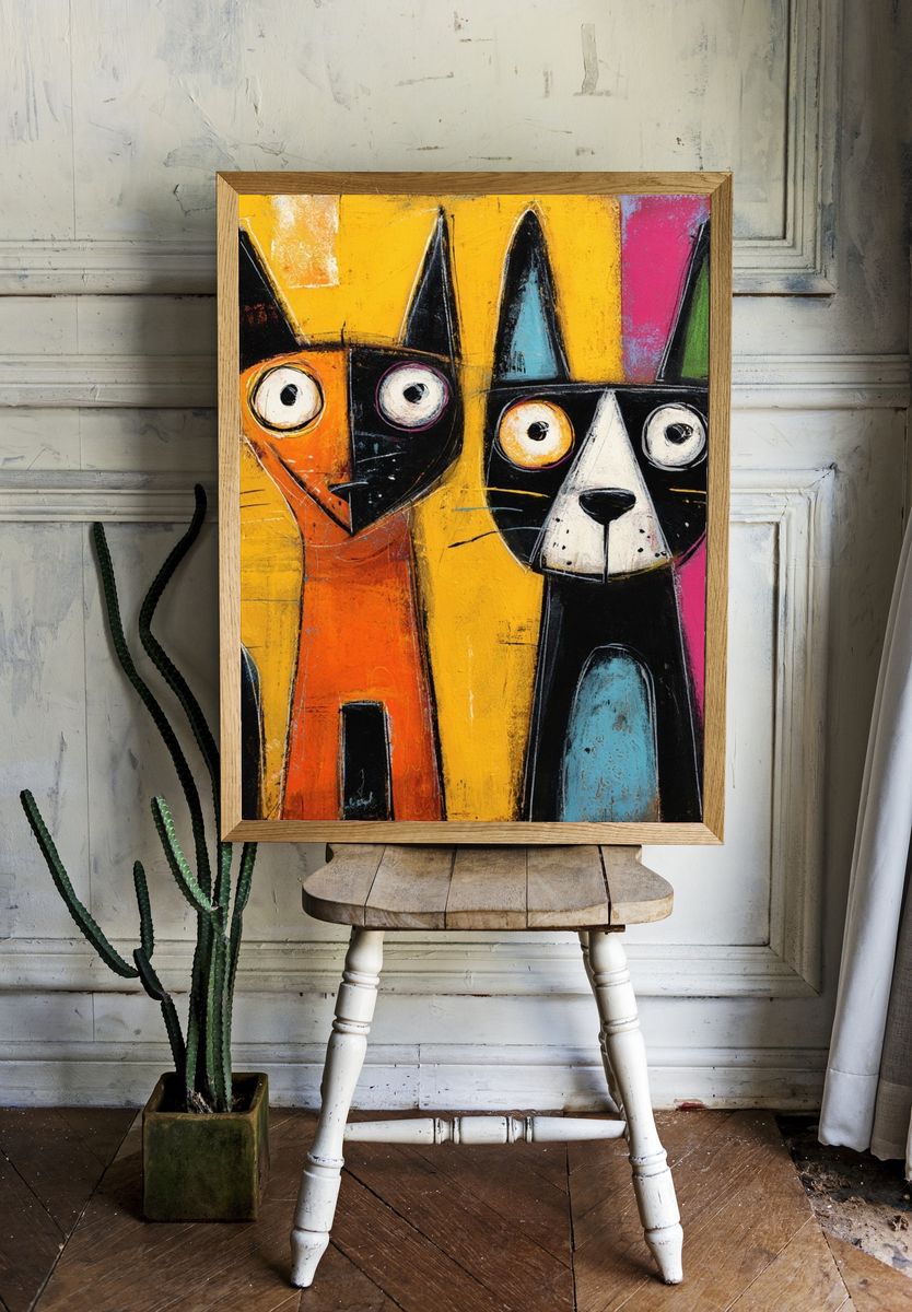 Playful Cats Pop-Art Poster room preview