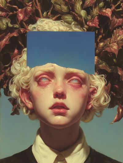 Surreal Portrait with Nature Elements — Art Print. poster print