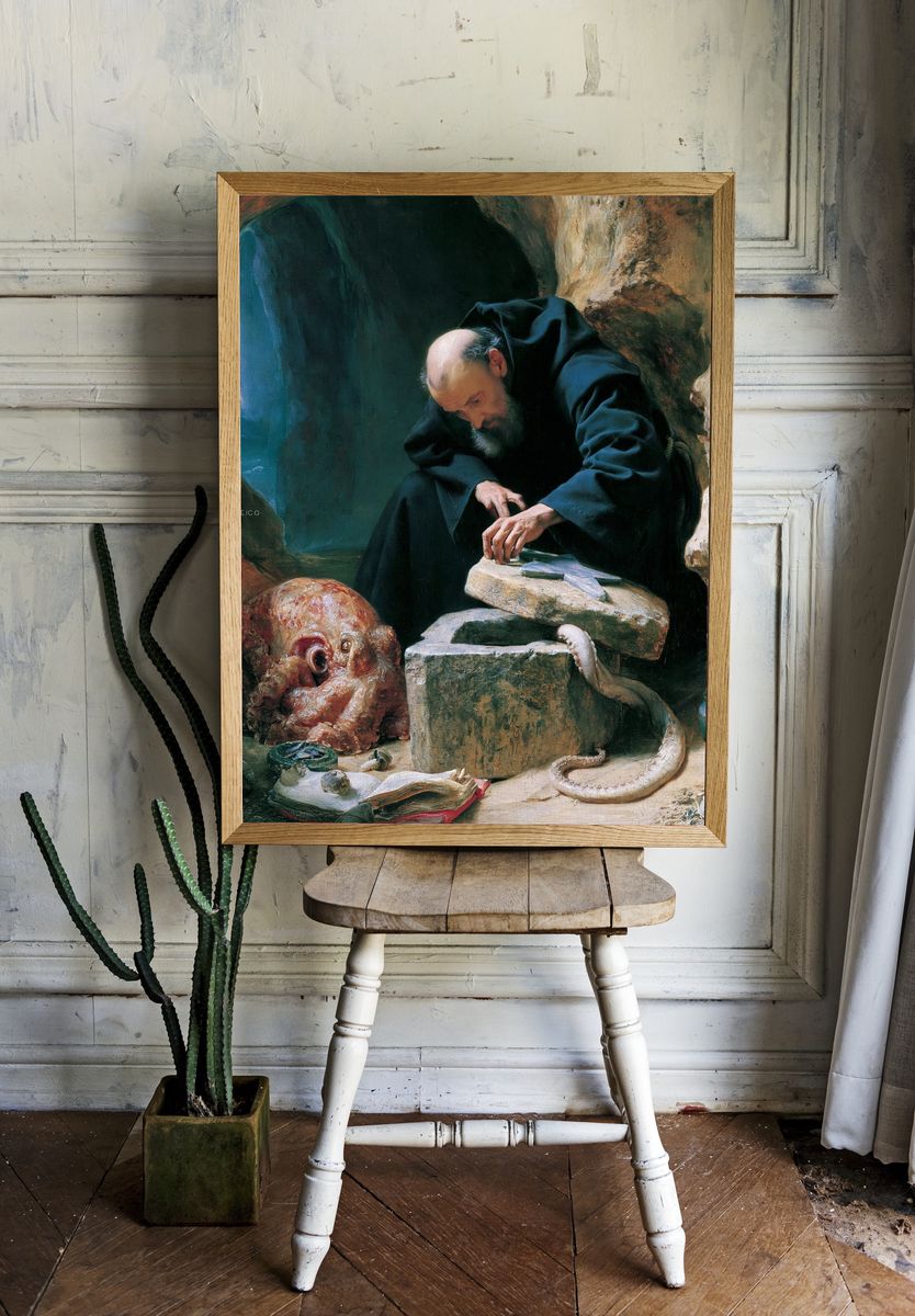 Monk in Cave — Fine Art Print. — room view 1