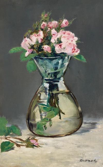 Moss Roses Vase (1882) painting. poster print