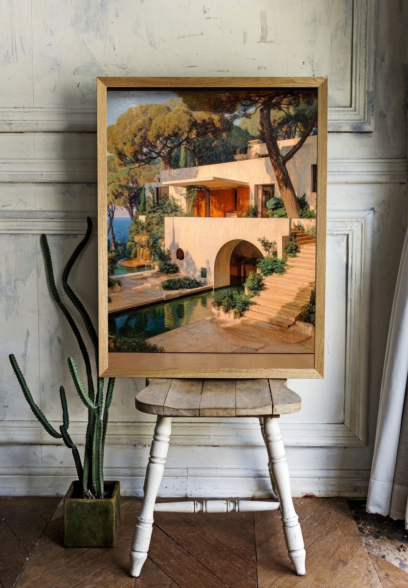 Mediterranean Villa — Fine Art Print. room preview