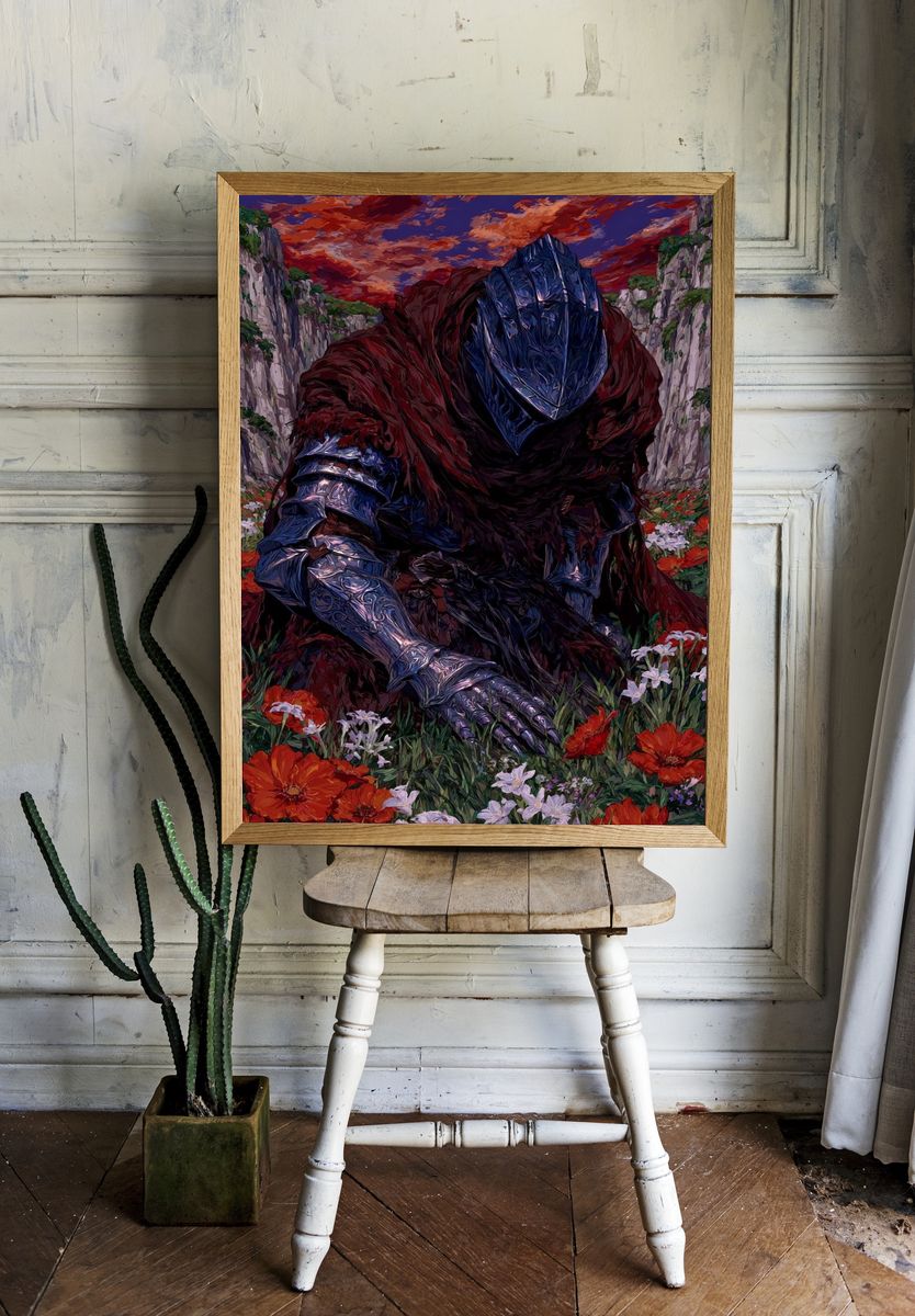 Knight in Bloom — Fantasy Art Print room preview