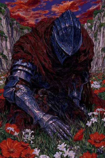 Knight in Bloom — Fantasy Art Print. poster