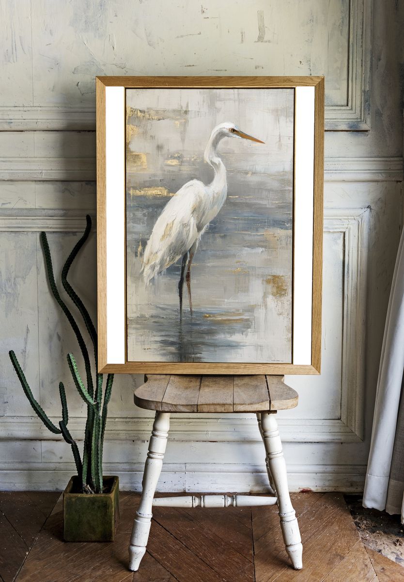 Elegant Heron Fine-Art Poster. — room view 1