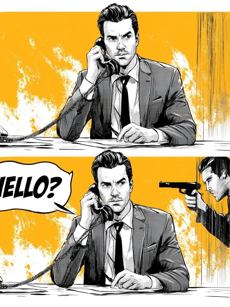 Noir Phone Call Comic Poster. poster detail